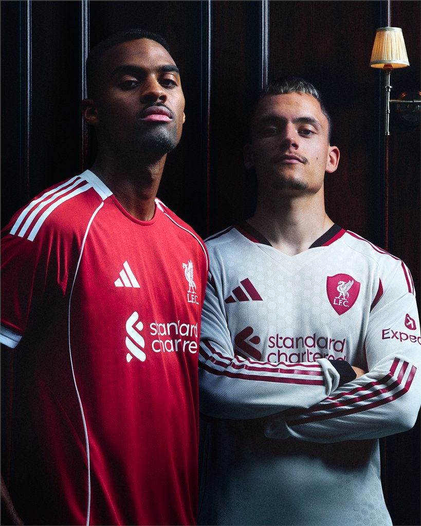 SkySportsPL's tweet image. Adidas and Liverpool have revealed the club's new home and away shirts for the upcoming season 🤩🔴