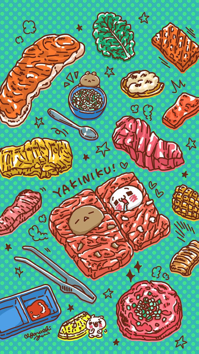 yuri_i_lilium's tweet photo. 🥩8月🥢
公式アカウントにてLINEトーク用の壁紙を配信しました！
https://t.co/r6Klakm9HF
テーマは「やきやき♪焼肉！」です🥩🍖✨
Xでは通常の壁紙をどうぞ！
【公式アカウントで別色ver.を配信中📲】

(あ、好きな部位はタンとハラミです🤤…)
#焼肉の日　#8月29日　
#愛しすぎて大好きすぎる。
#にゃんことくま