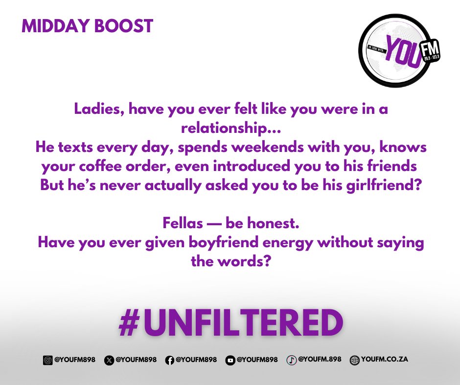 #InTuneWithYOU (@youfm898) on Twitter photo #UNFILTERED - Real Talk, No Sugarcoating.
Misleading gestures! 🙆♂️🤦🏼♂️Send us your voice notes on our WhatsApp line: 076 260 2815.📱 let's hear your story.
Its the #MiddayBoost with Dubbz and
<a href="/kgosigadi_B/">Boipelo Hlapane</a> #UNFILTERED - Real Talk, No Sugarcoating.
Misleading gestures! 🙆♂️🤦🏼♂️Send us your voice notes on our WhatsApp line: 076 260 2815.📱 let's hear your story.
Its the #MiddayBoost with Dubbz and
<a href="/kgosigadi_B/">Boipelo Hlapane</a>