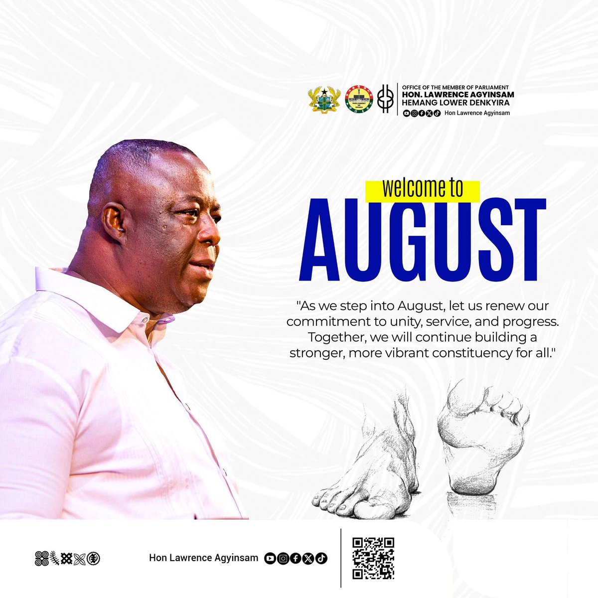 AgyinsamTSA's tweet photo. May this new month bring us renewed energy, hope, and opportunities. 

Let us work together, support one another, and strive for excellence in all we do. 

Wishing you a blessed and prosperous August

#AGInFocus #ThechangeWeVoted4
#AG28 #Newmonth https://t.co/44uMEo5GCb