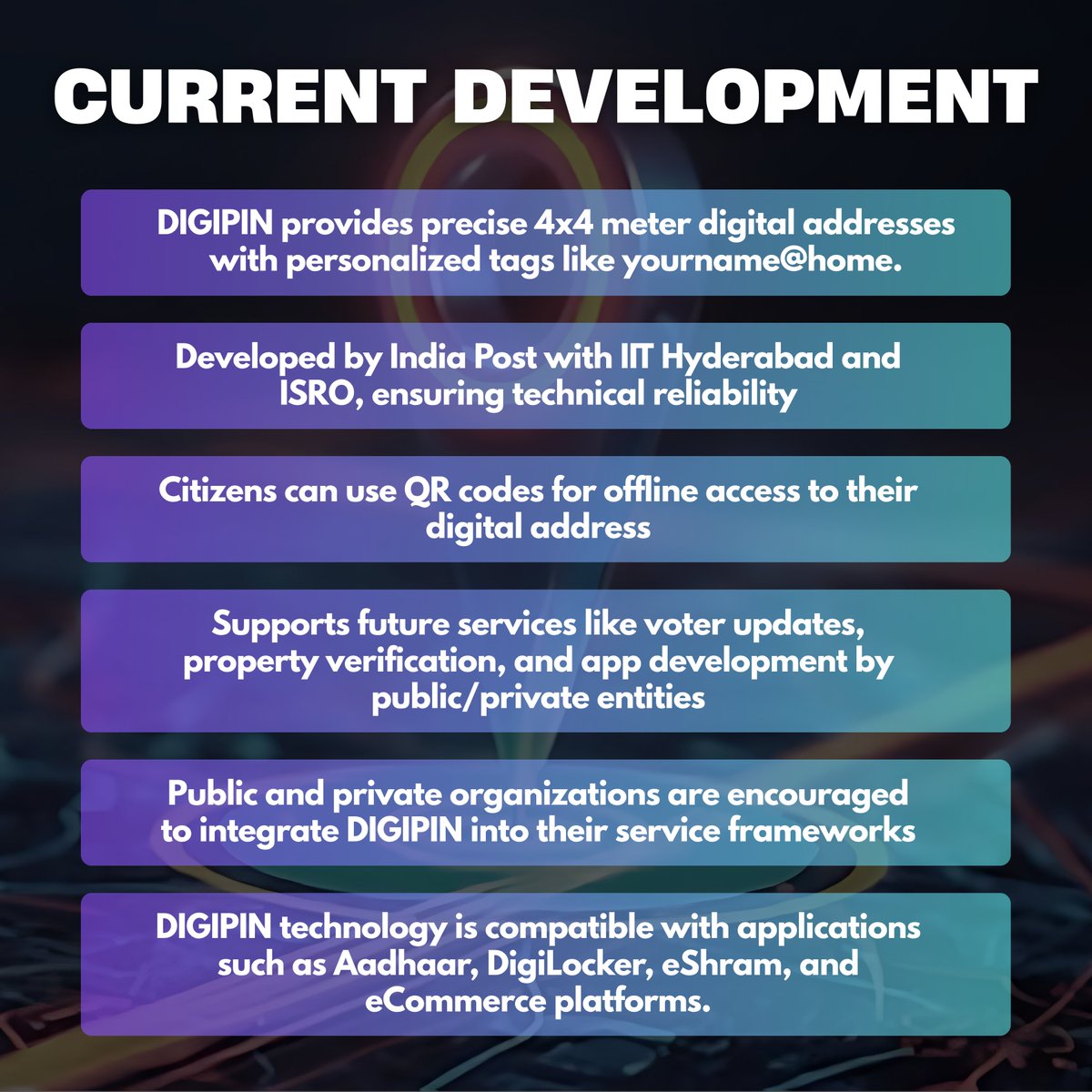 Center of Policy Research & Governance (CPRG) (@cprgindia) on Twitter photo The Digital Hub for Reference and Unique Virtual Address (DHRUVA), launched by the Government of India in 2025, aims to transform the national address system by making it more structured, accurate, and digitally accessible.
<a href="/mygovindia/">MyGovIndia</a> <a href="/GoI_MeitY/">Ministry of Electronics & IT</a>
<a href="/RamanandDelhi/">Dr. Ramanand</a> The Digital Hub for Reference and Unique Virtual Address (DHRUVA), launched by the Government of India in 2025, aims to transform the national address system by making it more structured, accurate, and digitally accessible.
<a href="/mygovindia/">MyGovIndia</a> <a href="/GoI_MeitY/">Ministry of Electronics & IT</a>
<a href="/RamanandDelhi/">Dr. Ramanand</a>