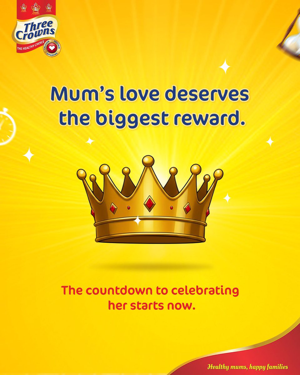 A mother’s love is pure, strong, and truly priceless. 

That’s why we’re going all out to give mum the reward she truly deserves!

The countdown has begun, and we can’t wait to celebrate the queens in our lives.

Who else is excited?

#ThreeCrownsMilk
#CelebrateMum