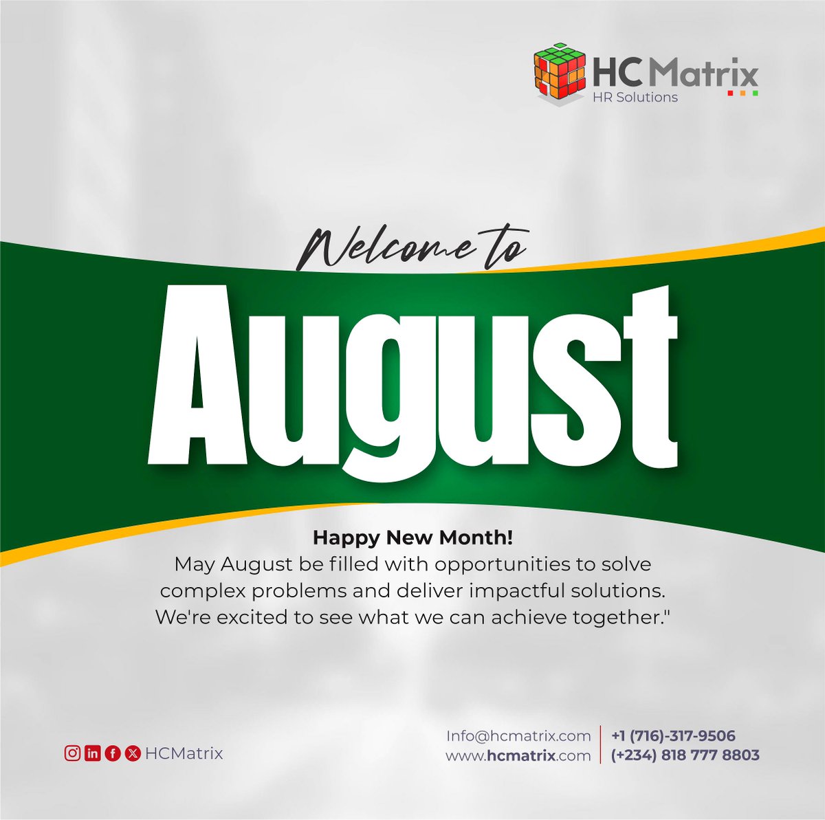 HCMatrix1's tweet image. Hello August 👋

New goals. New growth. New energy.

At HCMatrix, we provide you with a smarter, faster, and more people-first HR systems this month.

Let’s make it count 💥
#HappyNewMonth #HCMatrix