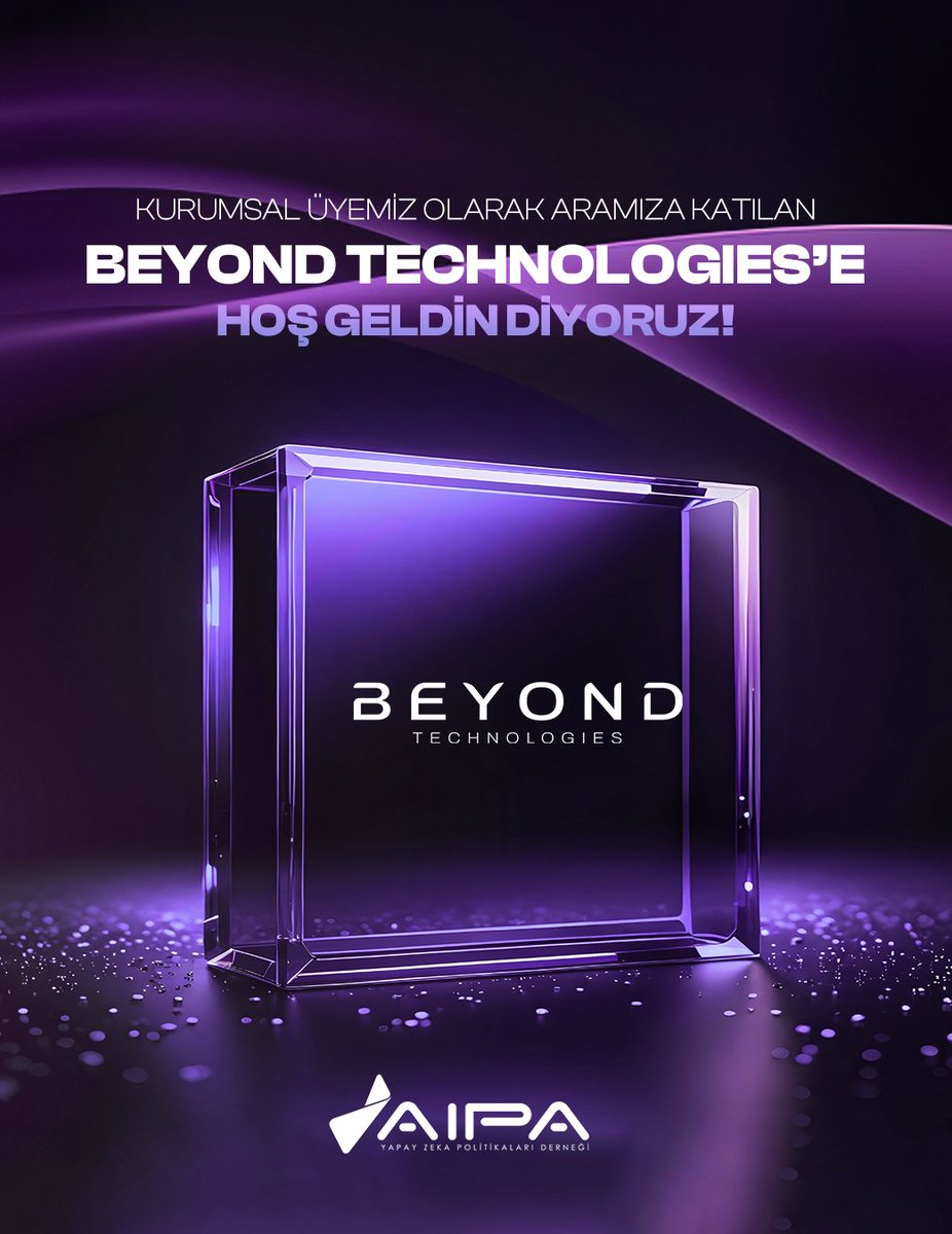 Kurumsal üyemiz olarak aramıza katılan Beyond Technologies'e hoşgeldin diyoruz!

***

We welcome Beyond Technologies as our corporate member!

#aipaturkey #ai #yapayzeka 🧠🤖🦾🚀