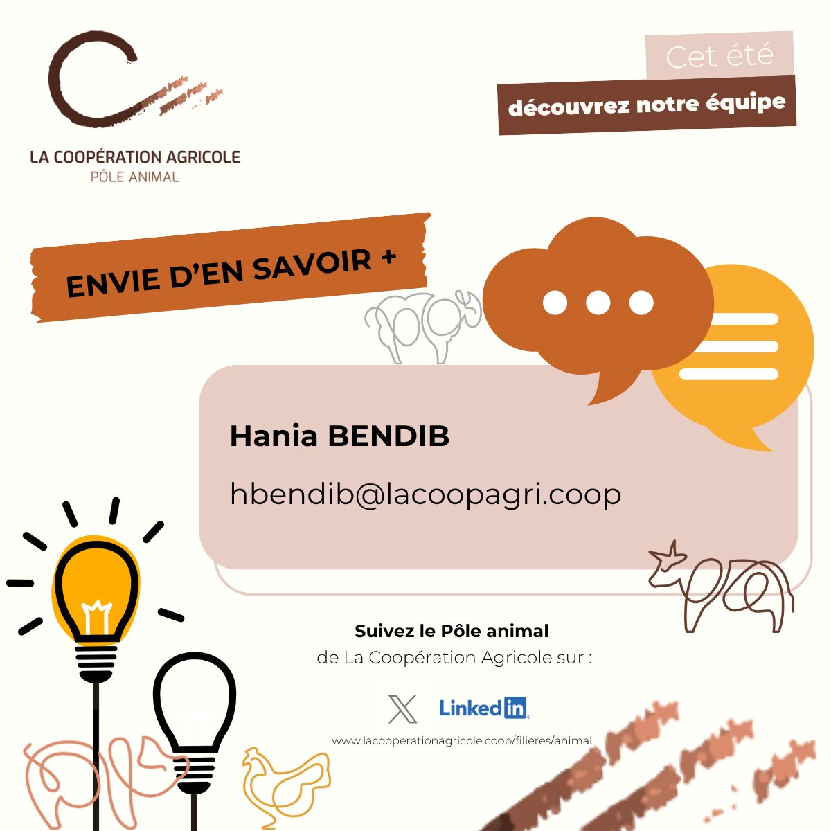 🌞Cet été, focus sur notre équipe &amp; les missions qui nous animent. Aujourd'hui on vous présente #HaniaBendib, resp. filière ovine de <a href="/lacoopagricole/">La Coopération Agricole</a>
📢Découvrez l'enjeu phare de la filière : Renforcer l'appui technique pour relancer la production ovine ! lacooperationagricole.coop/filieres/animal
