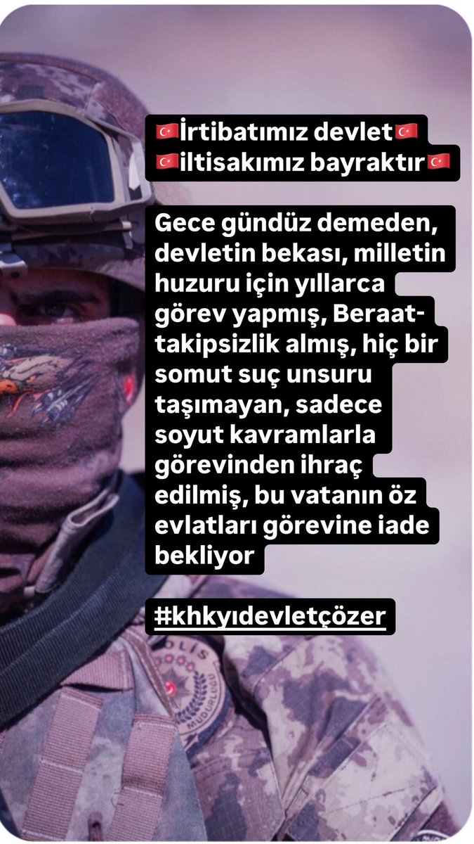gul_inc🇹🇷 (@for_justice35) on Twitter photo <a href="/YildizFeti/">Feti Yıldız</a> <a href="/YildizFeti/">Feti Yıldız</a>
Bir de takipsizlik beraat almış, mahkeme yüzü görmemiş, ya da soruşturma açılmamış olup yalnızca irtibat iltisak gibi belirsiz bir kavramla idari tasarruf ile ihraç edilmiş hayatı karartılmış bu vatanın evlatları var. GÖREVİMİZE İADE BEKLİYORUZ
#KomisyondaKHKyıÇözün <a href="/YildizFeti/">Feti Yıldız</a> <a href="/YildizFeti/">Feti Yıldız</a>
Bir de takipsizlik beraat almış, mahkeme yüzü görmemiş, ya da soruşturma açılmamış olup yalnızca irtibat iltisak gibi belirsiz bir kavramla idari tasarruf ile ihraç edilmiş hayatı karartılmış bu vatanın evlatları var. GÖREVİMİZE İADE BEKLİYORUZ
#KomisyondaKHKyıÇözün