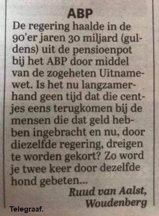 #Pensioenroof door de overheid is al is vaker vertoond.

In het laatste door #CDA-er geleide kabinet Lubbers, was het raak.
Pensioen is uitgesteld loon. Daar moet je met je fikken van af blijven. 😡
#pensioenwet