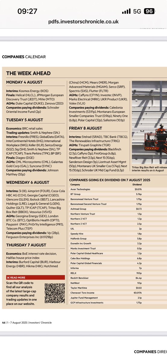 Next week’s UK results #FTSE100 #FTSE250 #dge the big one