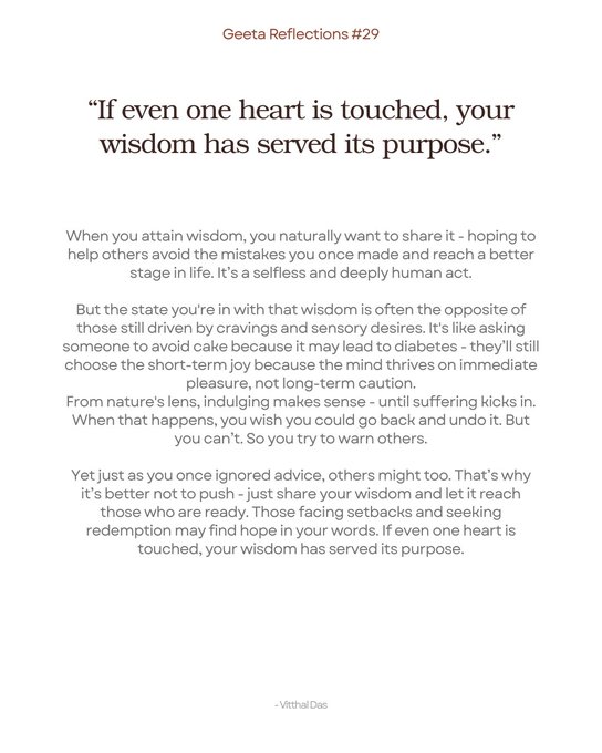 Bhagavad Gita Reflection #29 - If even one heart is touched, your wisdom has served its purpose
