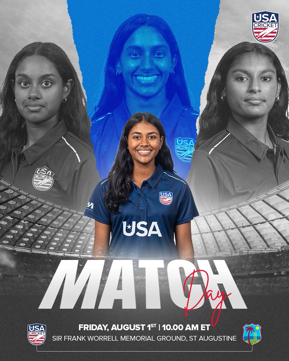 usacricket's tweet photo. We go again! 💪

#TeamUSA are all geared up for their 4th T20i against the West Indies! 👊

⏰ 7:00am PT | 9:00am CT | 10:00am ET
📍 St. Augustine, Trinidad &amp; Tobago
📺 YouTube

Make sure to catch all the action live here 📲: https://t.co/Qlmi3W66Ij

#USAvWI | #WeAreUSACricket 🇺🇸 https://t.co/AKYHxSImIX