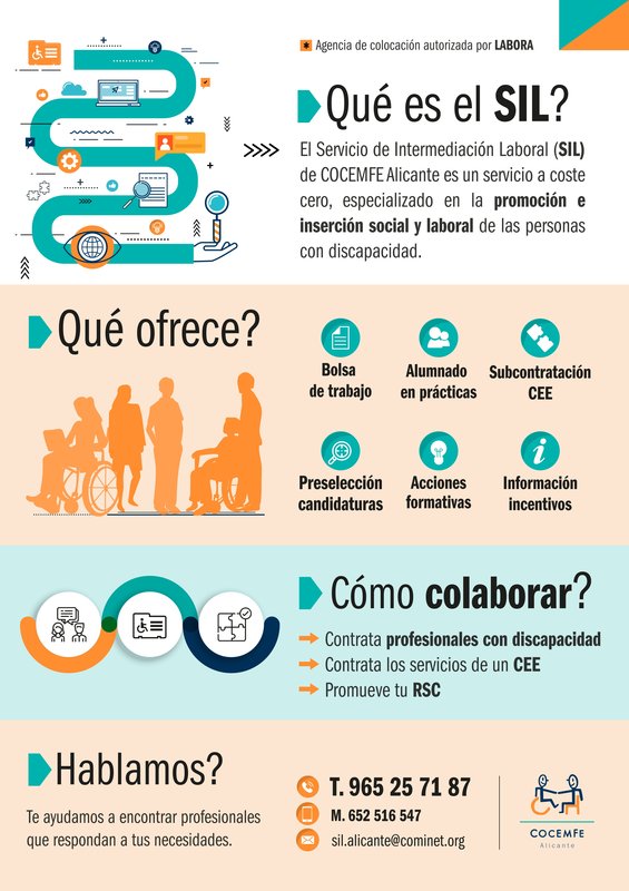 🟧 <a href="/CocemfeAlicante/">COCEMFE Alicante</a> ofrece un Servicio de Intermediación Laboral (SIL Empresas) a las empresas de la provincia is.gd/OUpjRS

Programa gratuito y comprometido con la igualdad de oportunidades 🙌🏼