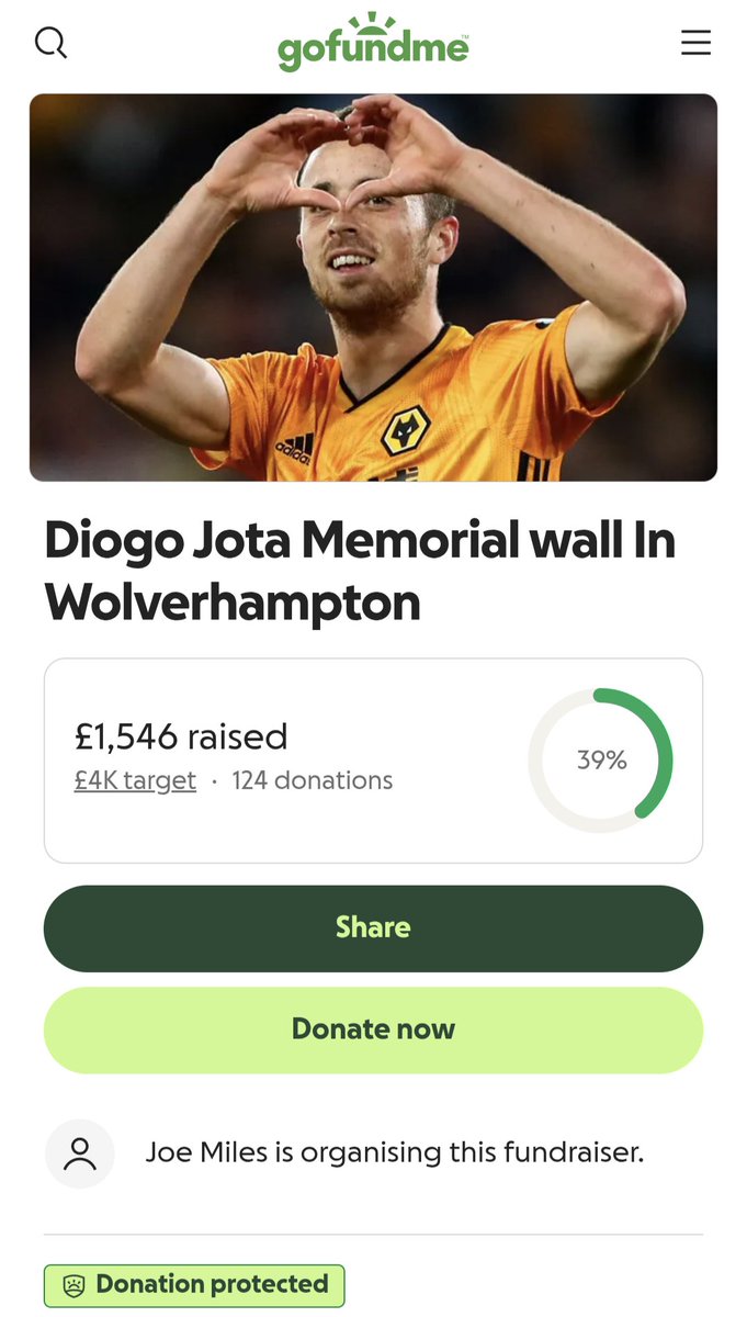 OGP (@oldgoldpack) on Twitter photo Local artist <a href="/artworkbyjoe/">artworkbyjoe</a> is aiming to raise funds for a Diogo Jota mural and needs your help !
An absolutely BOSTIN tribute!
More information can be found here :
gofundme.com/f/diogo-jota-m…
Get involved and spread the word 👍
#wwfc Local artist <a href="/artworkbyjoe/">artworkbyjoe</a> is aiming to raise funds for a Diogo Jota mural and needs your help !
An absolutely BOSTIN tribute!
More information can be found here :
gofundme.com/f/diogo-jota-m…
Get involved and spread the word 👍
#wwfc
