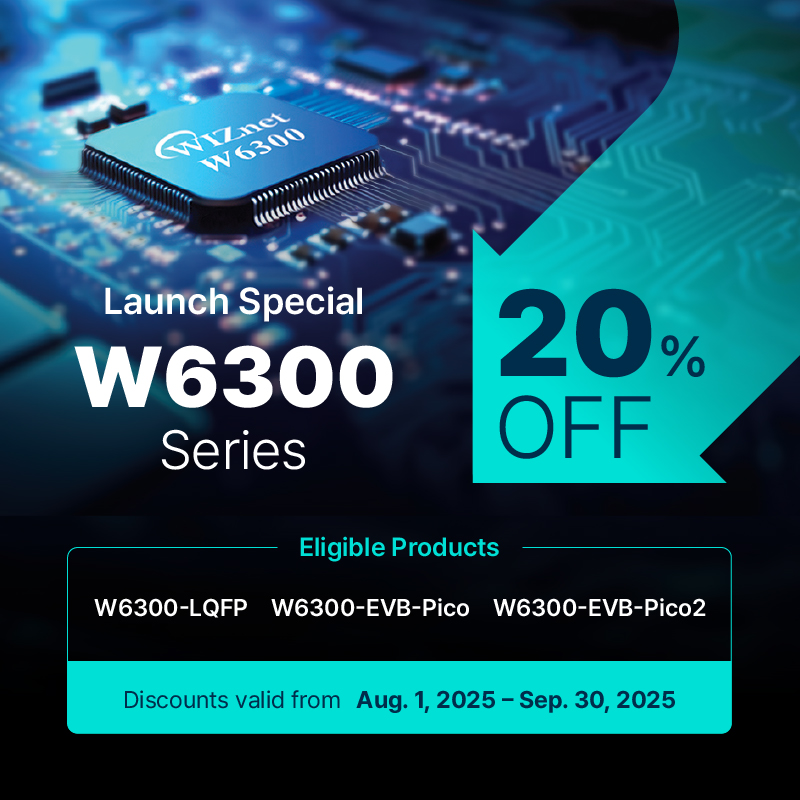 WIZnet (@wiznetteam) on Twitter photo 20% off W6300 Series (LQFP, EVB-Pico & EVB-Pico2) from Aug 1–Sep 30. Secure speedy TOE Ethernet for your IoT edge—grab yours 👉WIZnet Online-Stores (wiznet.io)
#IoTDev #EdgeComputing #Semiconductors <a href="/Raspberry_Pi/">Raspberry Pi</a> #rp2350 #rp2040 20% off W6300 Series (LQFP, EVB-Pico & EVB-Pico2) from Aug 1–Sep 30. Secure speedy TOE Ethernet for your IoT edge—grab yours 👉WIZnet Online-Stores (wiznet.io)
#IoTDev #EdgeComputing #Semiconductors <a href="/Raspberry_Pi/">Raspberry Pi</a> #rp2350 #rp2040