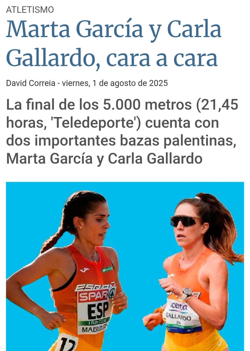 A por ello #Palentinas, Si se puede 🏃🏃, Muchísima suerte 🫰🥇🍀
<a href="/Carlita_g7/">Carla Gallardo</a>  @MartaGGAA <a href="/PalenciaAyto/">Ayuntamiento de Palencia</a>