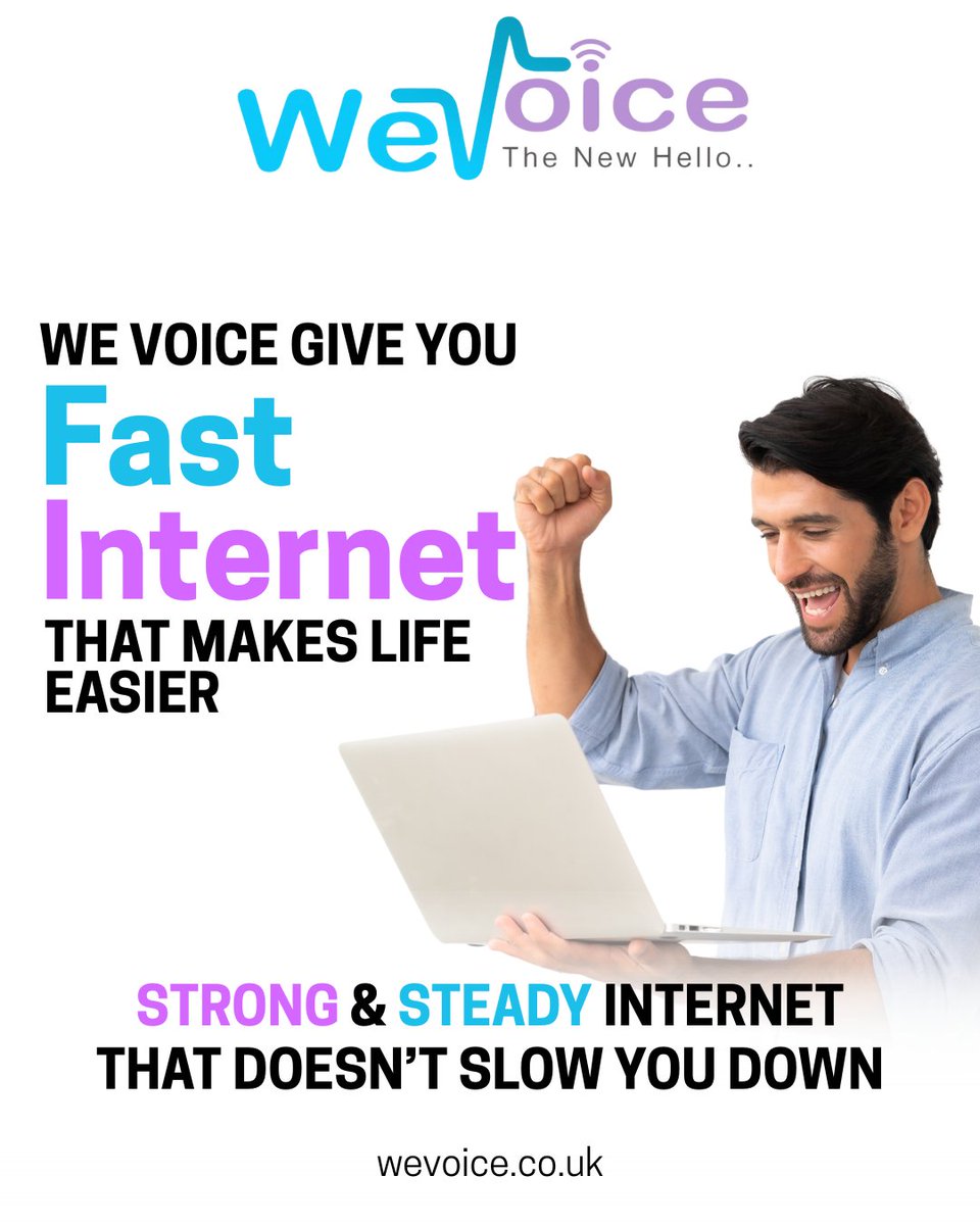 wevoiceuk's tweet photo. Forget buffering, think blazing!

Fast internet that makes life easier
We Voice gives you strong, steady internet that doesn’t slow you down. Perfect for streaming, working, or just browsing.

#SpeedyInternet #BestBroadbandDeals #WeVoice https://t.co/LNzdH6ixdz