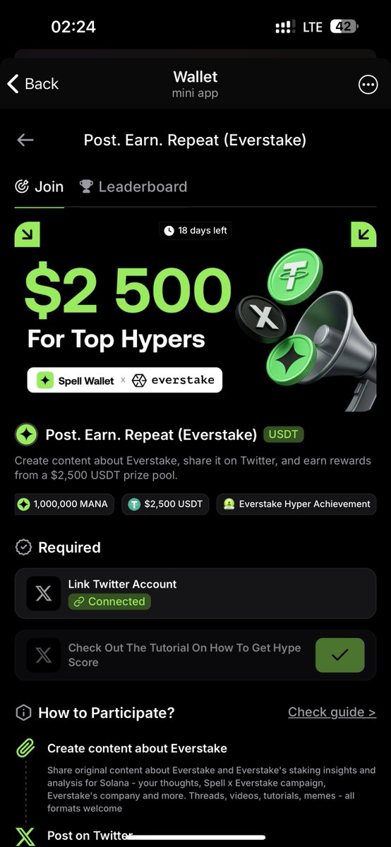 Thanks team

Gotten my rewards already

Let’s go bigger for the $2500 <a href="/spell_club/">Spell Wallet 💫</a> x <a href="/everstake_pool/">Everstake</a> campaign 

Goodluck guys