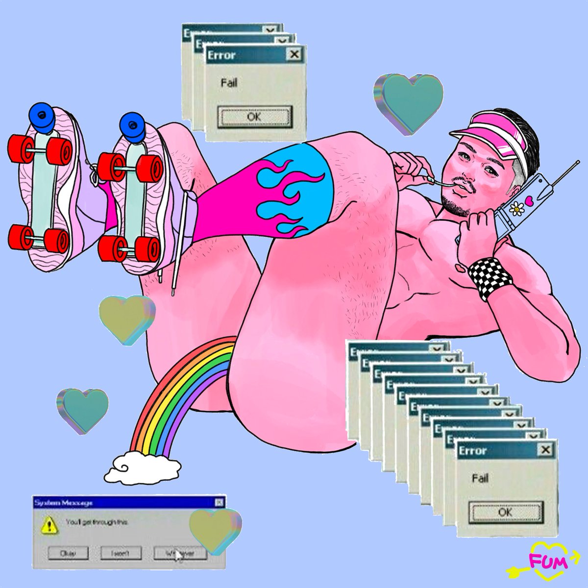 GOGOBOYやフィットネスモデルでご活躍されている、GORI/YUTA/RICOさんの
似顔絵を描かせて頂きました❤🌈🦄
FUMワールドのY2k感たっぷりにしました❤