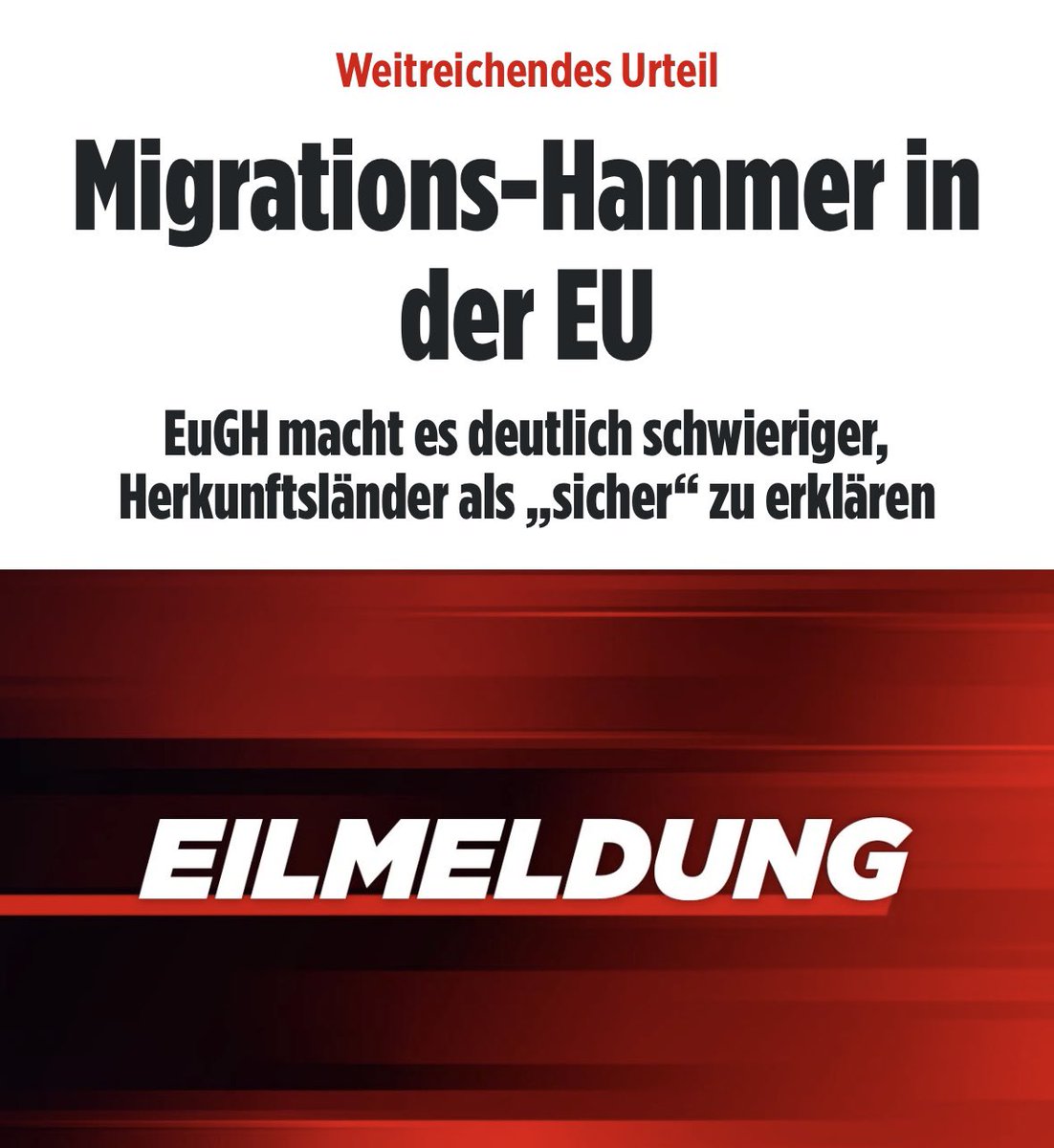 ainyrockstar's tweet image. Es wird immer wahnsinniger. 

Jetzt sollen EU-Länder Herkunftsländer von Migranten nur dann als sicher einstufen können, wenn sie GESAMTE Bevölkerung in dem Land sicher ist. 

Nach meiner Interpretation heißt das: 

Wenn in einem muslimischen Land Christen nicht sicher sind, kann…