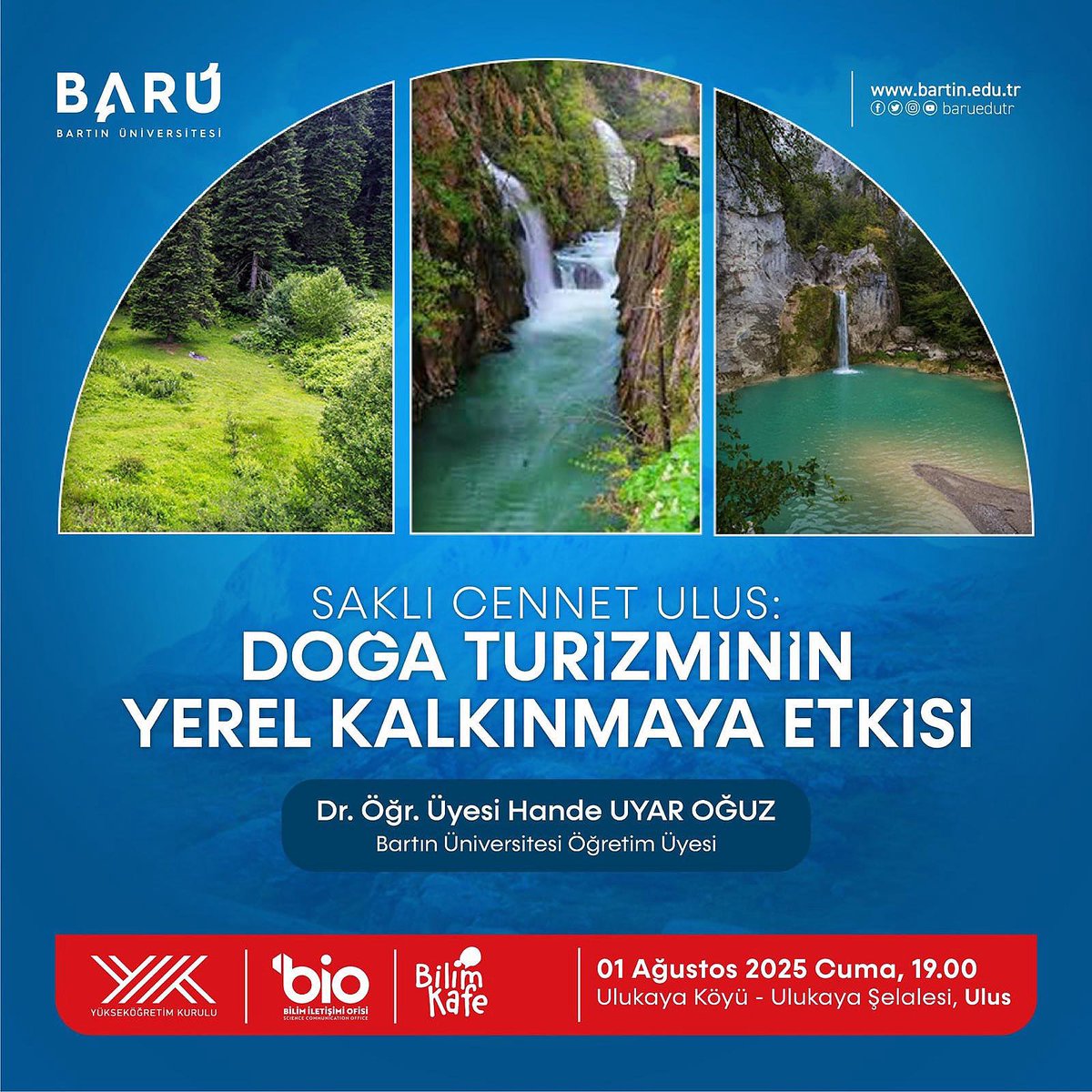 📌Saklı Cennet Ulus: Doğa Turizminin Yerel Kalkınmaya Etkisi

🌐1 Ağustos Cuma  

🕰️19.00

🧭 Ulukaya Şelalesi, Ulus 

#HerkesBilsin
#BilimVatan 
#81İldeBilimKafe 
#TürkiyeBilimKonuşuyor