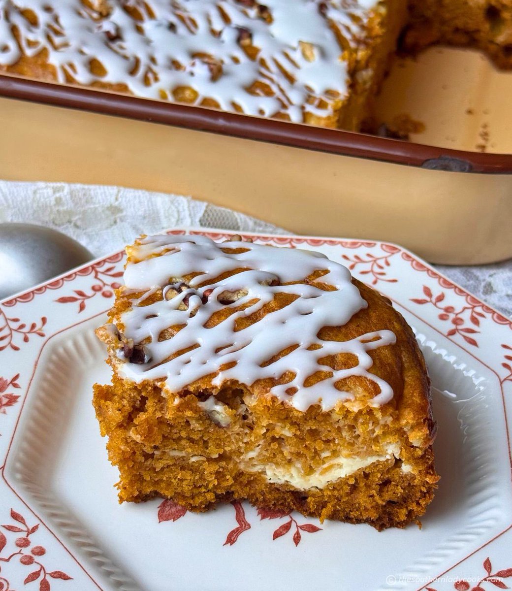 Recipe:  thesouthernladycooks.com/pumpkin-cream-…
Hello August!  We are ready for fall!  If you love pumpkin and cream cheese, you will love this pumpkin cream cheese cake. This cake is so moist and delicious and perfect anytime or for any occasion. #pumpkin #Food