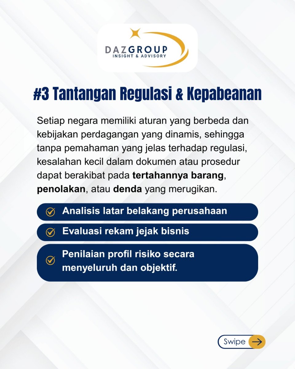 daz_group's tweet photo. Ekspor bukan soal kirim barang—tapi soal strategi jangka panjang.Tanpa roadmap yang jelas dan berbasis data, aktivitas ekspor cenderung reaktif, mahal &amp; tidak scalable.

#DAZGroup #EkspansiPasarInternational  #PerdaganganInternational #StrategyAgilityImpact #InsightfulStrategy https://t.co/M9jTQ8kb0y