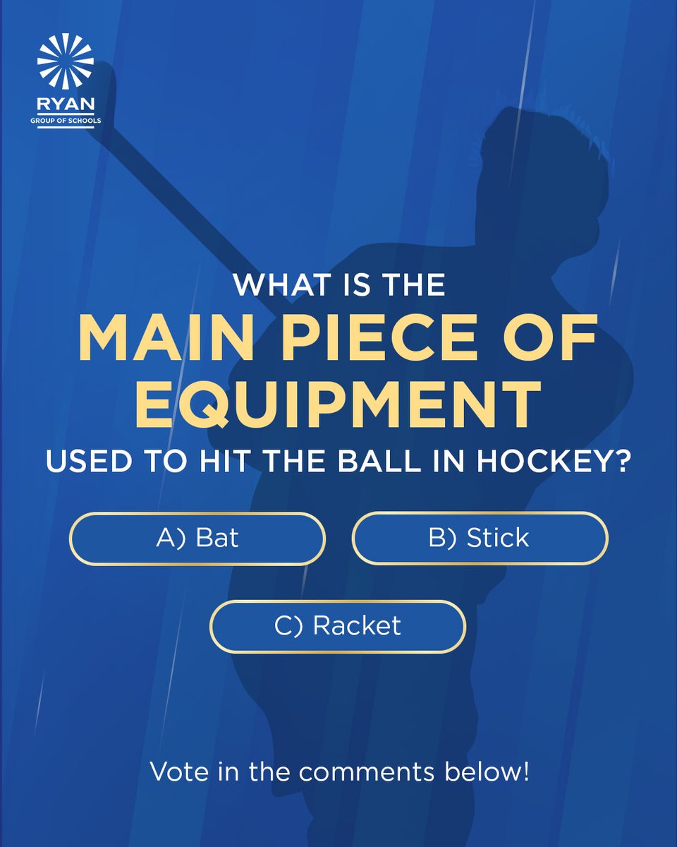 As we approach Independence Day, we turn our focus to Hockey, the sport that brought India its greatest Olympic glory. 🇮🇳🏑 This month, we honour a game that continues to inspire pride, discipline, and teamwork.

Comment below! 

#RyanGroupofSchools #GameOn #Hockey #PlayToLearn
