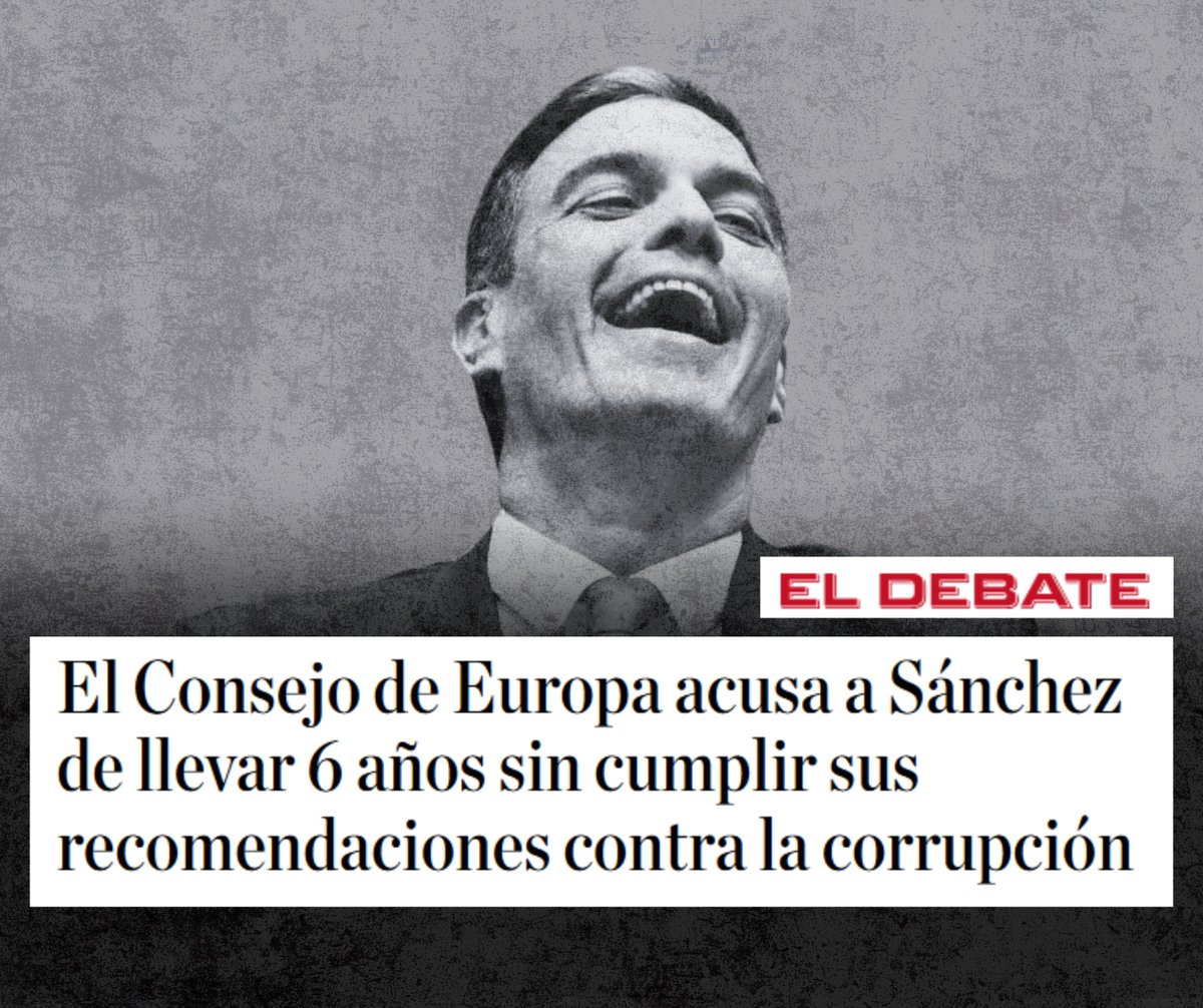 🔴 No es extraño que un Gobierno hasta las cejas de corrupción como el de Sánchez no quiera mover un dedo para erradicarla. 

España merece mucho más.