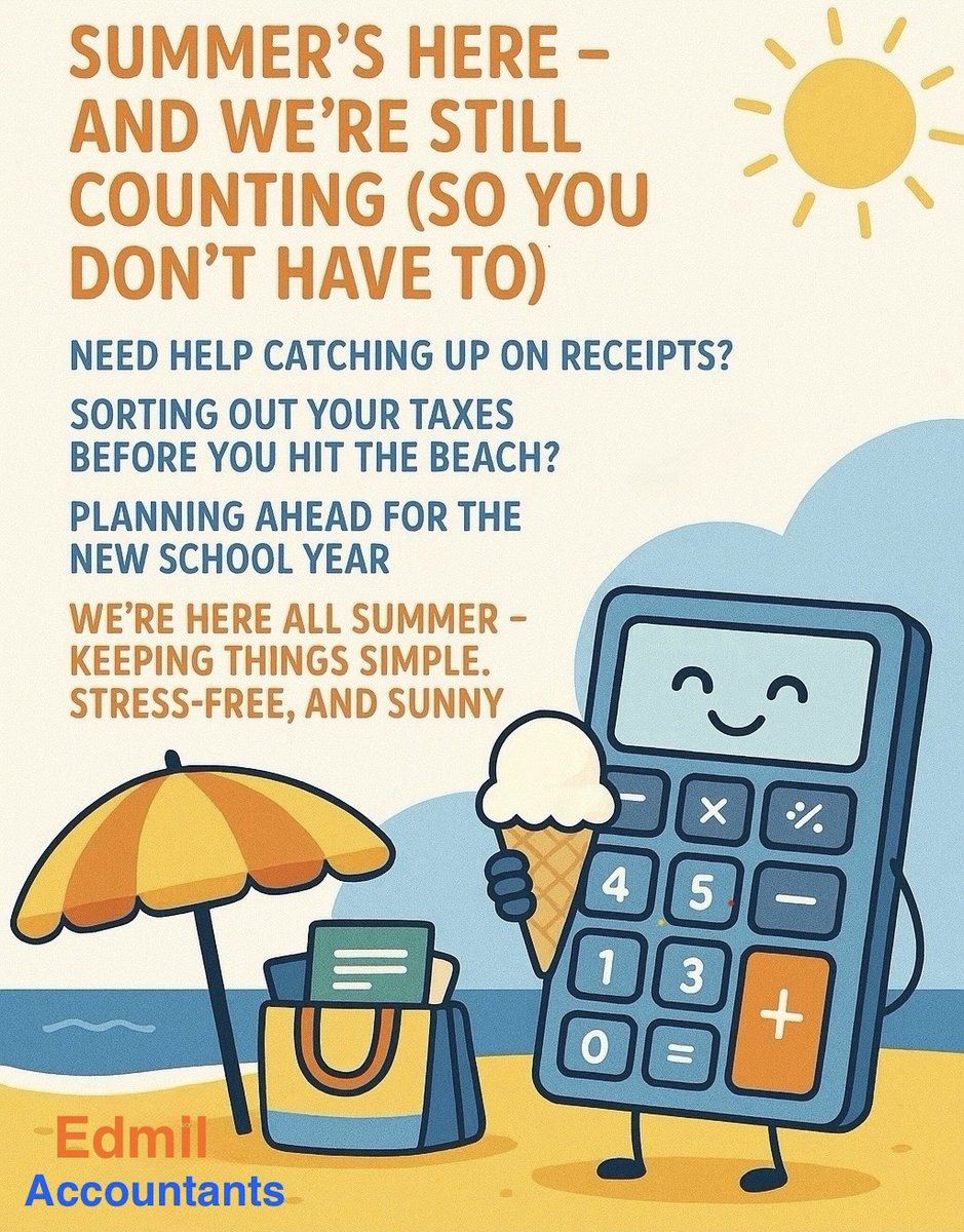 EdmilAccountan1's tweet photo. ☀️ Summer’s here – and we’re still counting (so you don’t have to)! 🧮🍦

We’re here all summer – keeping things simple, stress-free, and sunny ☀️

📞 01235 819806 | 💬Drop us a message anytime!
#SummerVibes #AccountingMadeEasy #DidcotBusiness https://t.co/53noTazpu3
