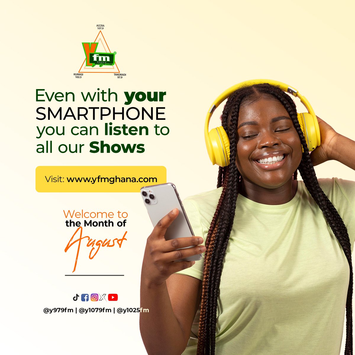 Welcome to August with good vibes only! 🎧📱

#YFMGhana
