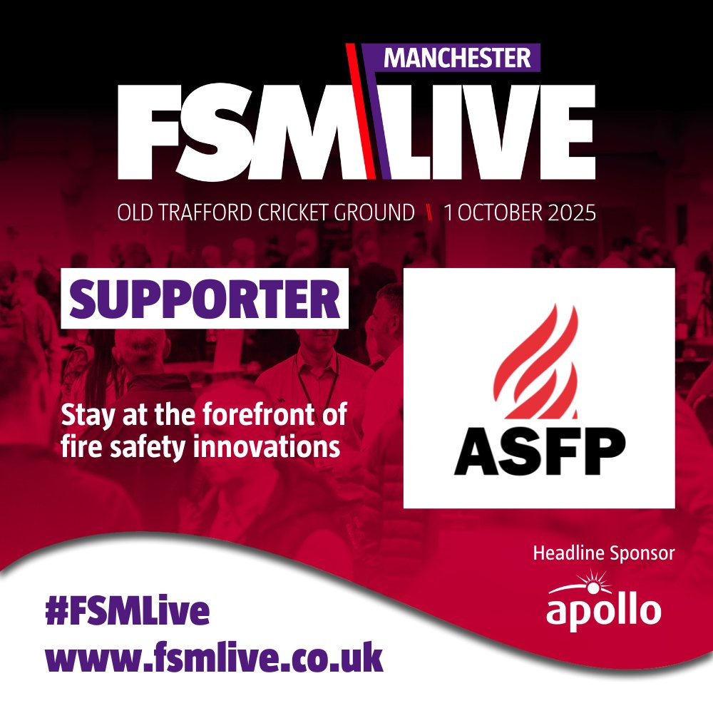 FSMatters_Mag's tweet photo. Exciting news!
The Association for Specialist Fire Protection (ASFP) is joining us as a Supporter & Exhibitor at #FSMLive on Oct 1, 2025, at Old Trafford, Manchester!
Join 600+ delegates.
Register FREE: https://t.co/69IAjGuBis
#FireSafety 🔥 https://t.co/b8rH30jCu8