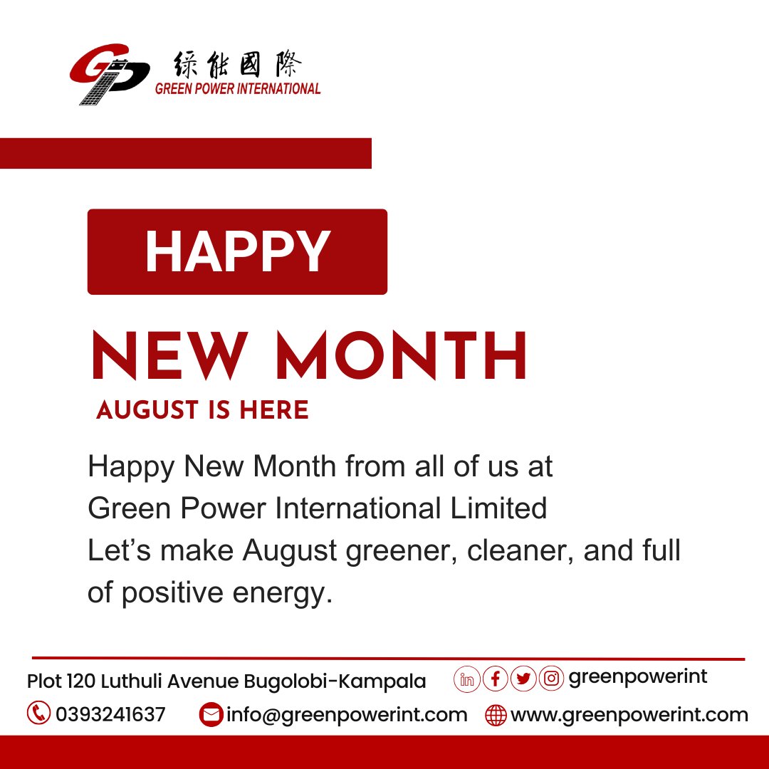 Hello, August! ☀️
A new month means new energy and new opportunities to go green! 🌱
Wishing you a powerful and sustainable month ahead – from all of us at Green Power International.