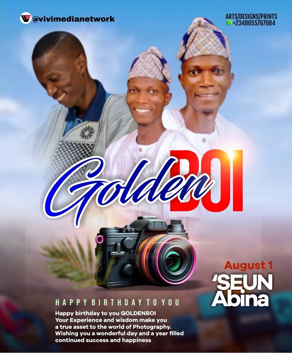 vivimedianet's tweet photo. Happy birthday to a friend of all time @Goldenboi_photo . May God Almighty seize this day to grant all your heart desires.
#birthday #birthdayweekend #birthdaygraphics #graphicdesigns #graphicdesignservices
🖥 @vivimedianetwork
+2348055767084 https://t.co/XqGuFwFczf