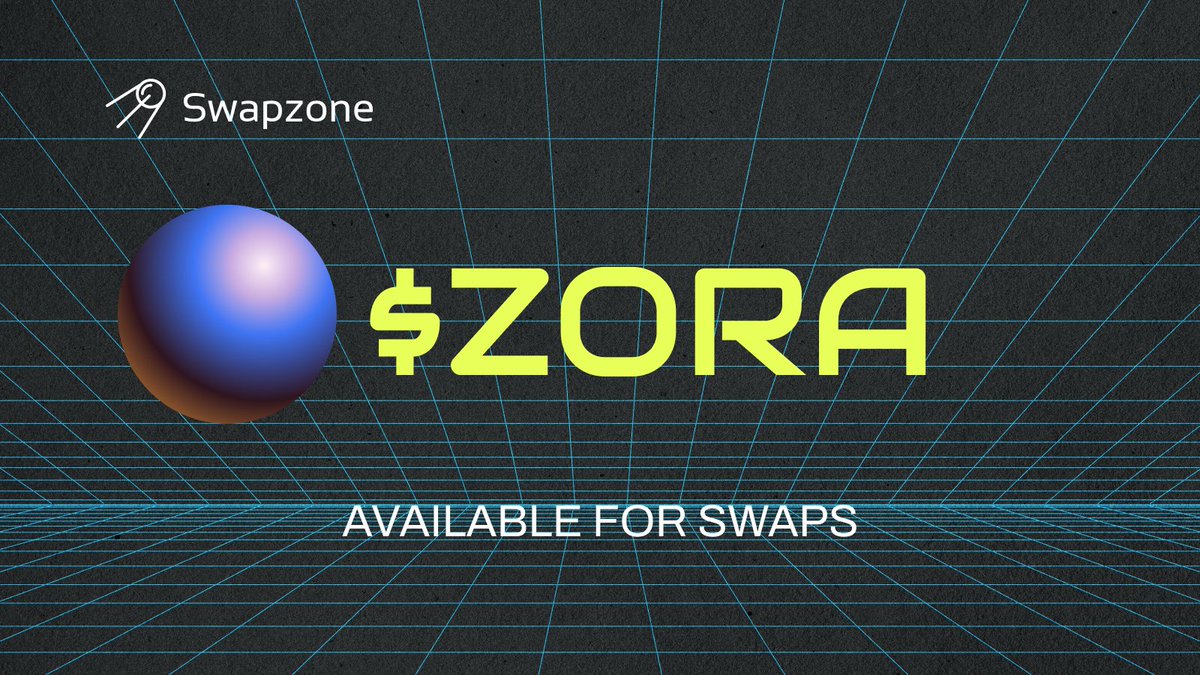 $ZORA is now available for swap on <a href="/Swapzone_io/">Swapzone</a>  — giving creators and collectors more flexibility than ever 🌀🖼️

<a href="/zora/">$zora</a>  is building the foundation for onchain media, creator economies, and open culture.

Decentralized. Modular. Designed for what’s next.
Compare rates &amp; swap