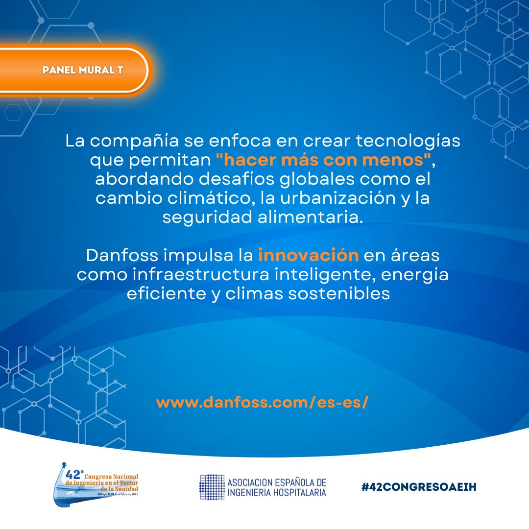 Asociación Española de Ingeniería Hospitalaria (@aeihorg) on Twitter photo ¡No te lo pierdas!
⚡️ La compañía <a href="/Danfoss/">Danfoss Group</a> estará presente en el #42CongresoAEIH con sus soluciones de ingeniería para mejorar la eficiencia energética
📍 Conoce su trayectoria en el Panel Mural T
👉 Más información: aeihmalaga2025.com ¡No te lo pierdas!
⚡️ La compañía <a href="/Danfoss/">Danfoss Group</a> estará presente en el #42CongresoAEIH con sus soluciones de ingeniería para mejorar la eficiencia energética
📍 Conoce su trayectoria en el Panel Mural T
👉 Más información: aeihmalaga2025.com