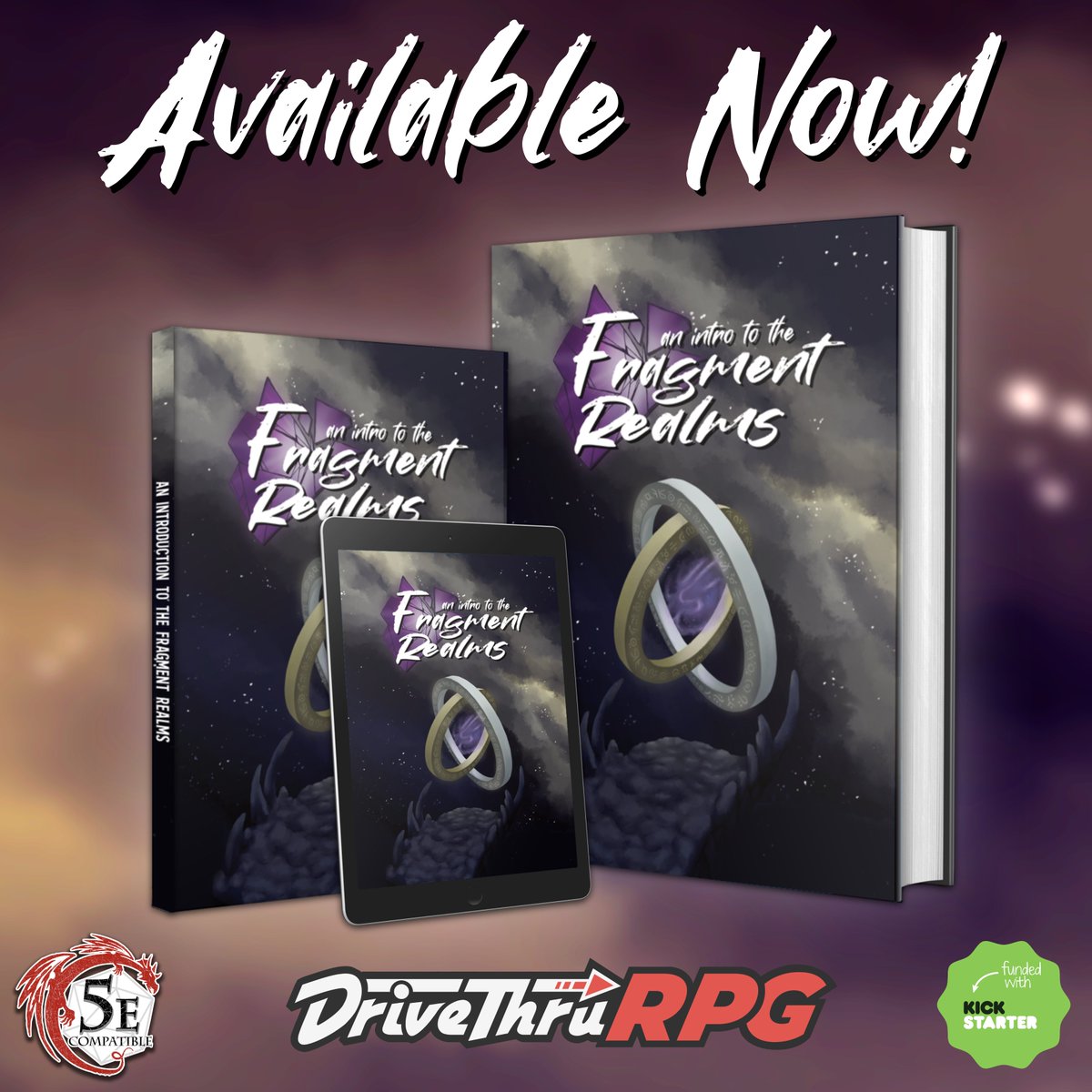 FragmentPress's tweet image. Here it is everyone! After 18 months of development, and an amazing group of 77 Backers on #Kickstarter, our first #ttrpg supplement for #dnd5e "An Intro to the Fragment Realms" is now available on @drivethrurpg!
Check it out below!
drivethrurpg.com/en/product/497…