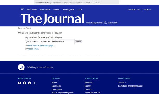 The Irish times, journal and Irish examiner have deleted all the articles about the Pakistani Abdullah Khan that stabbed a Gardai in the back.

The cover up of their lies and disinformation begins.
