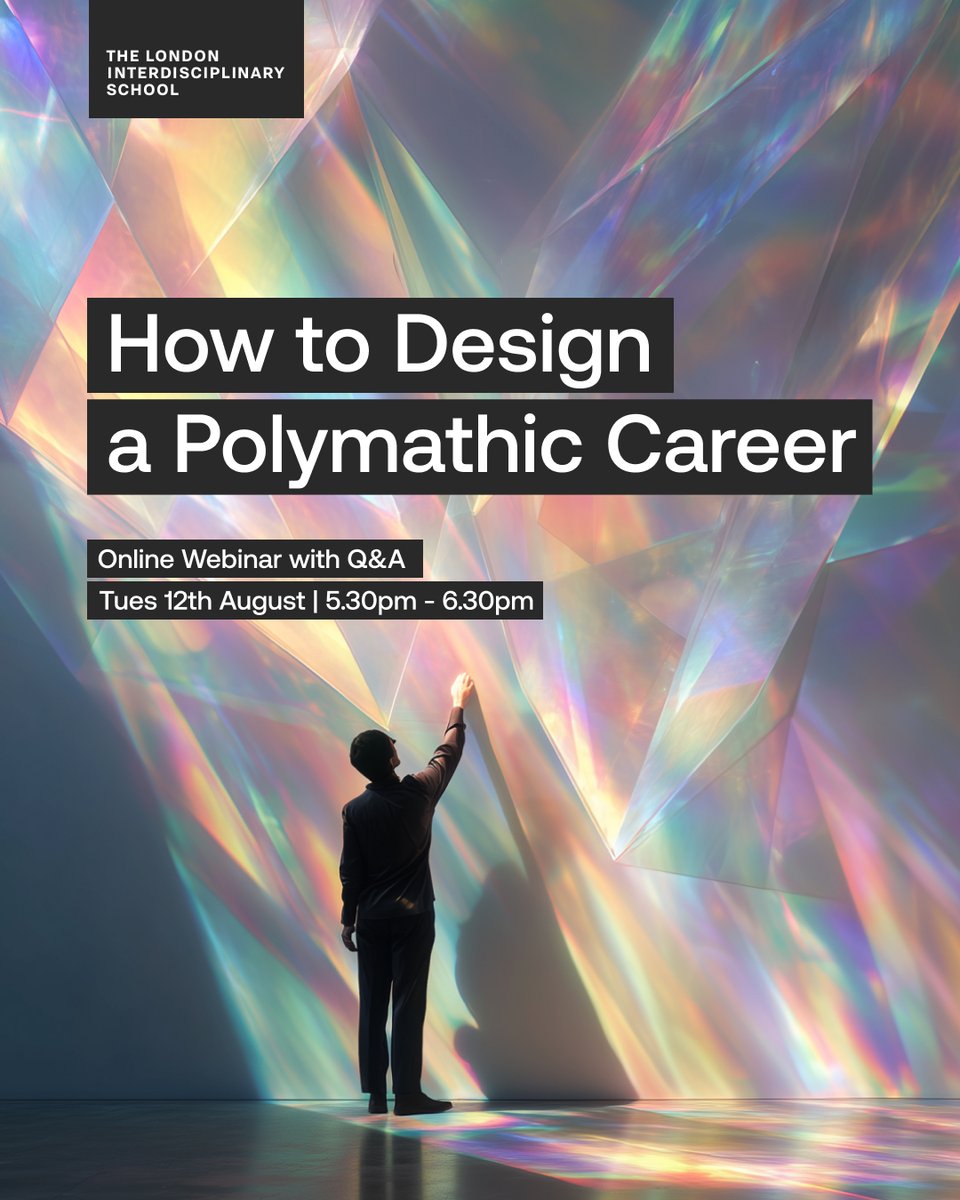 The London Interdisciplinary School (LIS) (@wearelis) on Twitter photo What if your greatest career asset isn’t your specialism, but your range?  
Join Waqās Ahmed (LIS faculty & author of The Polymath) for a webinar on building a career that reflects your full set of interests and skills.   
👉 Sign up: bit.ly/4lX7cuI What if your greatest career asset isn’t your specialism, but your range?  
Join Waqās Ahmed (LIS faculty & author of The Polymath) for a webinar on building a career that reflects your full set of interests and skills.   
👉 Sign up: bit.ly/4lX7cuI