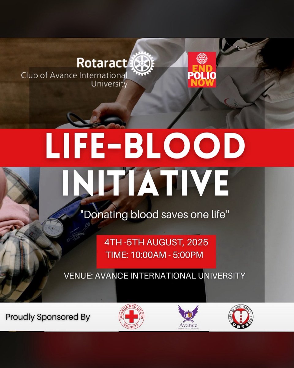 🩸 LIFE-BLOOD INITIATIVE 🩸
Every 2 seconds, someone in need requires blood.
📍 Venue: Avance International University
📅 Date: 4th–5th August, 
Donating blood doesn’t cost you anything, but it can mean everything to someone else.
#lifebloodinitiative 
#thepacesetters
#racavance