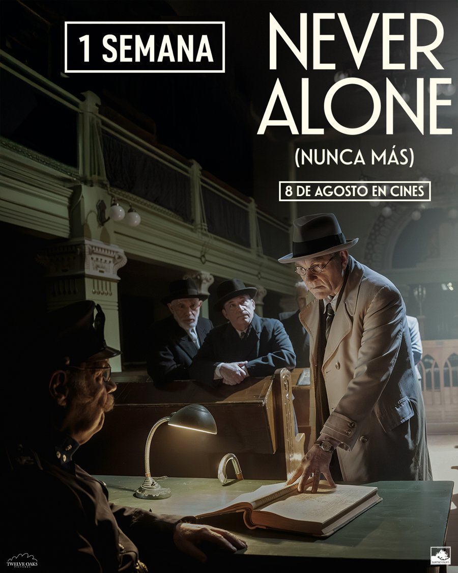 En una semana llega a los cines "NEVER ALONE (Nunca Más)", una de esas historias que poblaron la Segunda Guerra Mundial, donde un solo acto de valentía salvó la vida de muchos.

8 de agosto estreno en cines de la mano con <a href="/TwelveOaksPics/">Twelve Oaks Pictures</a>