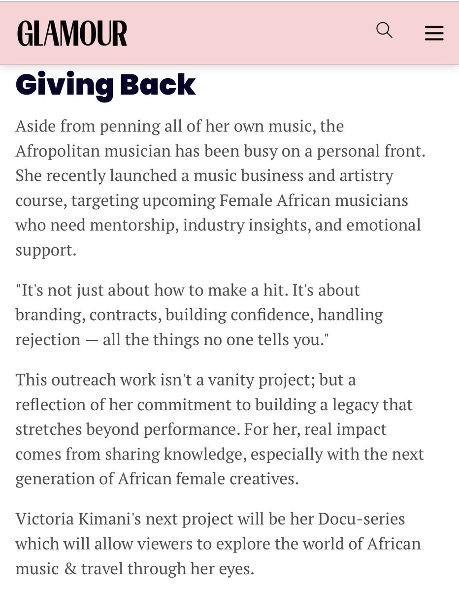 “Being an African woman in entertainment means battling for your mind, space, and legacy.” ⚔️

Victoria Kimani x GLAMOUR ✨ August 2025
Full interview 🔗  glamour.bg/moda/victoria-…
 (Scroll down for English) 

To access my digital course Victoriakimani.com