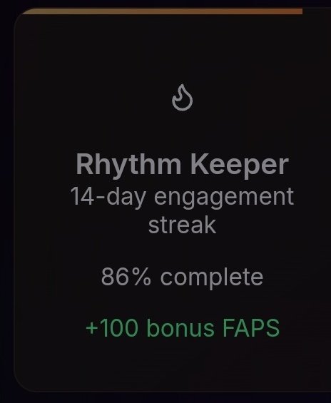 Web3 Gemz | 𝔽rAI (@abulmalforex) on Twitter photo gFAPS
The Rhythm Keeper badge is 86% complete on <a href="/FractionAI_xyz/">Fraction AI</a>
hopefully, it’ll hit 100% and unlock either next 2 or 3 days gFAPS
The Rhythm Keeper badge is 86% complete on <a href="/FractionAI_xyz/">Fraction AI</a>
hopefully, it’ll hit 100% and unlock either next 2 or 3 days