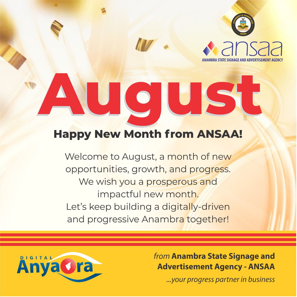 ♦️ Happy New Month from ANSAA

Welcome to August!

ANSAA... your progress partner in business