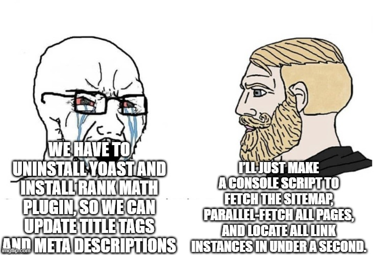 There's two types of SEO's in the world haha :D
(meme based on recent true story)