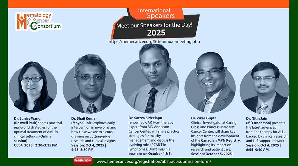 🌍 Thrilled to announce our International Speaker Lineup for the 5th HCC Annual Meeting!
🩸 Join us Oct 3–5, 2025 at NCI-AIIMS, Jhajjar — where real-world expertise meets meaningful progress in blood cancer care.
🔗 More: hemecancer.org/5th-annual-mee…
#HCCIndia #Hematology2025