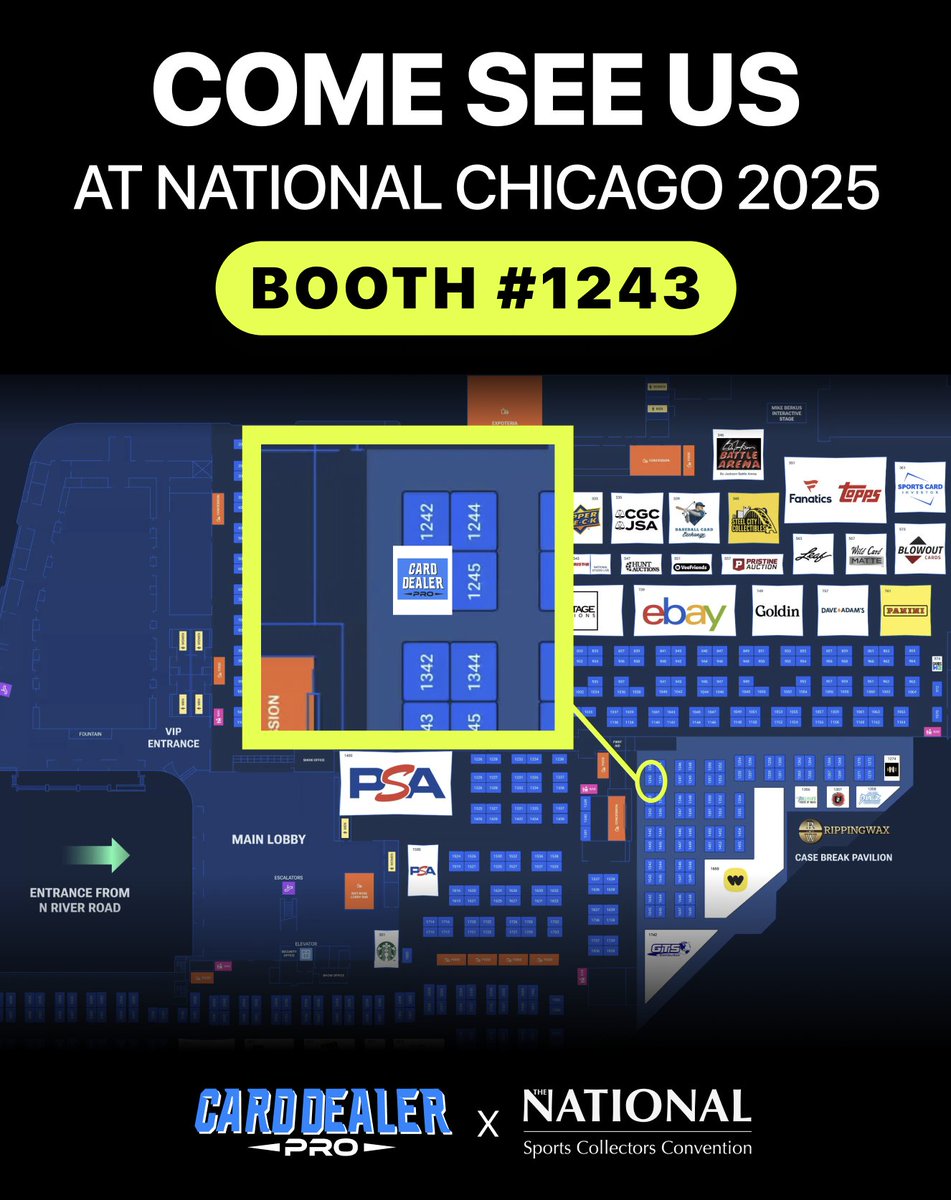 Card Dealer Pro (@carddealer_pro) on Twitter photo Come find Card Dealer Pro in the Breakers Pavilion at Booth #1243 at the <a href="/nsccshow/">The National Sports Collectors Convention Inc.</a>!
Come meet the team and learn how Card Dealer Pro helps sellers:
✅ List faster with our 20M+ card database
✅ Manage inventory across eBay, CollX, and now Whatnot
✅ Import existing listings Come find Card Dealer Pro in the Breakers Pavilion at Booth #1243 at the <a href="/nsccshow/">The National Sports Collectors Convention Inc.</a>!
Come meet the team and learn how Card Dealer Pro helps sellers:
✅ List faster with our 20M+ card database
✅ Manage inventory across eBay, CollX, and now Whatnot
✅ Import existing listings