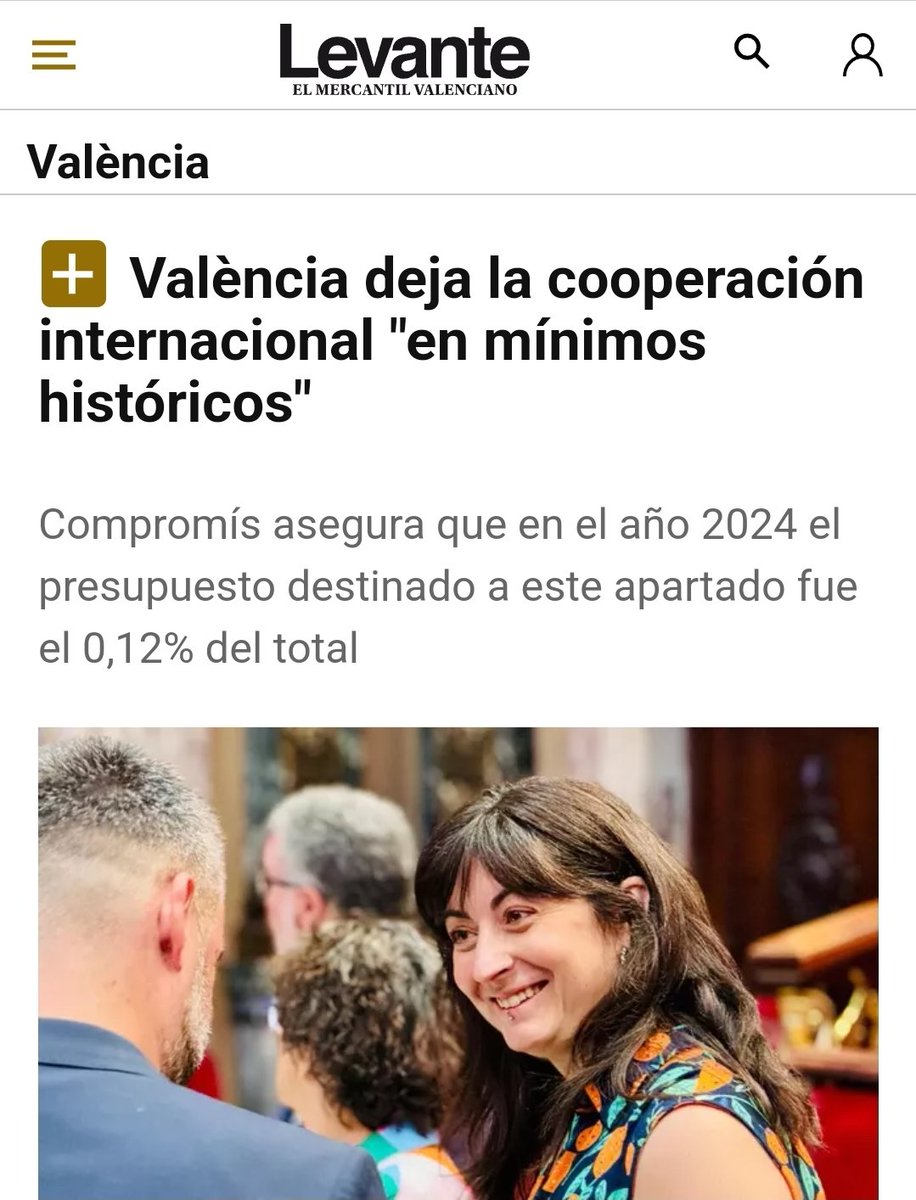 Lucía Beamud (@beamudlucia) on Twitter photo La cooperació internacional a València cau a mínims. El govern de PP i Vox de Catalá ho té clar
-Pressupost de 0,12% del total de l'Ajuntament. Molt per davall de la promesa electoral de 0.4%
-Eliminació de les beques a les universitats i de programes específics
<a href="/CVONGD/">Coordinadora Valenciana de ONGD</a> La cooperació internacional a València cau a mínims. El govern de PP i Vox de Catalá ho té clar
-Pressupost de 0,12% del total de l'Ajuntament. Molt per davall de la promesa electoral de 0.4%
-Eliminació de les beques a les universitats i de programes específics
<a href="/CVONGD/">Coordinadora Valenciana de ONGD</a>