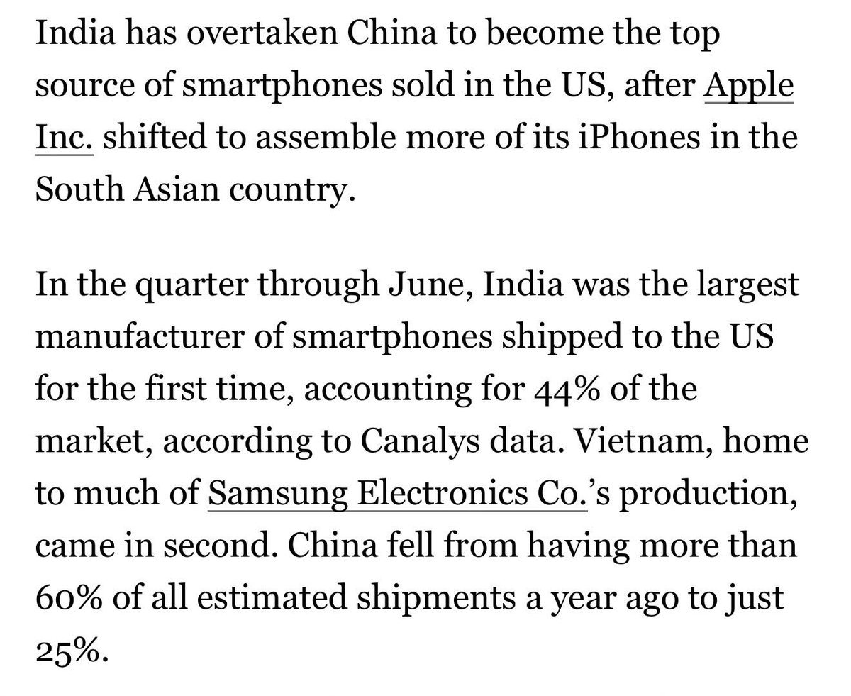 Incredible 🔥
India overtakes China as biggest smartphone exporter to the US.
#DeadEconomy