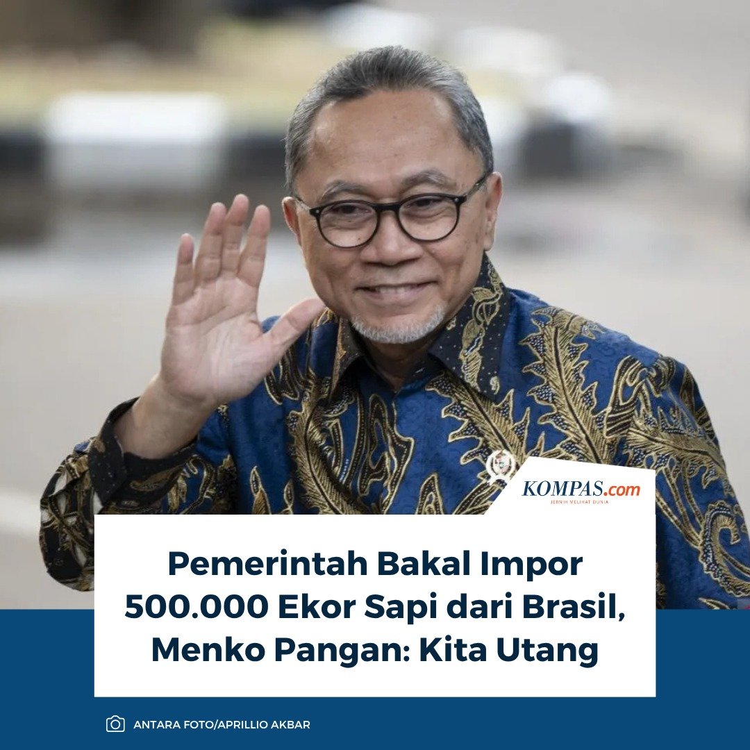 Pemerintah Bakal Impor 500.000 Ekor Sapi dari Brasil, Menko Pangan: Kita Utang 

Baca di: regional.kompas.com/read/2025/08/0…