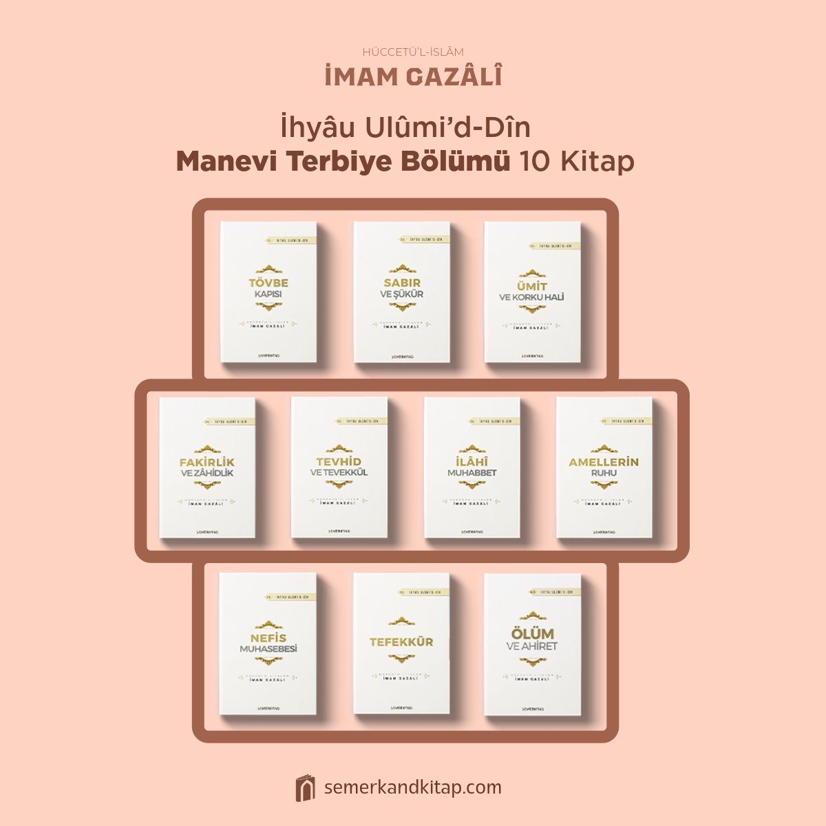 İhyâu Ulûmi’d-Dîn Manevi Terbiye Bölümü 10 Kitap

İhyâ’nın son bölümünü oluşturan “Münciyât” bahsinin konularını içerir. Bu setteki kitaplar insanı kurtuluşa götüren erdemler üzerine kuruludur. Tevbe, sabır, şükür, tevekkül, fakirlik, zühd, Allah Teâlâ sevgisi ve ölüm bilinci