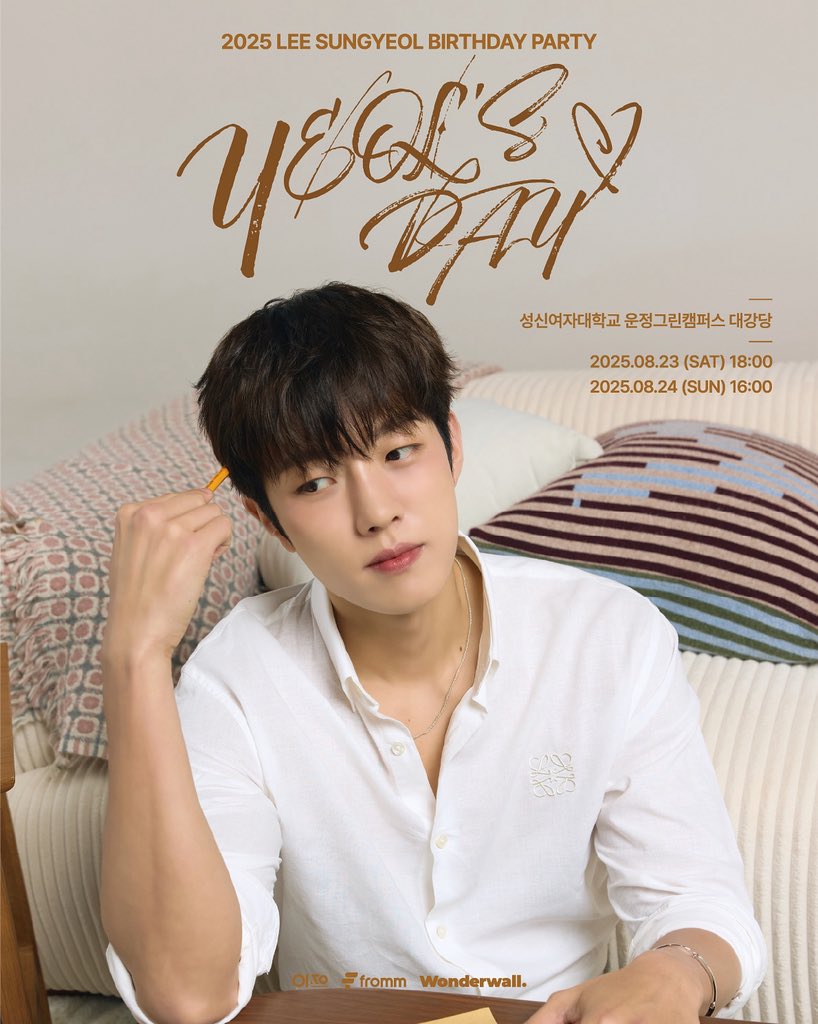 📆  2025. 8. 23 (토) 6PM
      2025. 8. 24 (일) 4PM

📌 성신여대 운정그린캠퍼스 대강당

❤️  멤버십 인증 : 2025. 08. 05(화) 18:00 - 08.07(목) 23:59
     멤버십 선예매 : 2025.08.07 (목) 20:00 - 23:59
     일반예매 : 2025.08.08 (금) 20:00 -

🔗  멜론티켓 : kko.kakao.com/qvvDUn7r2x